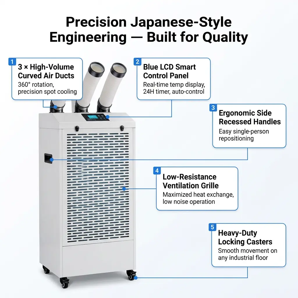 Kustom Profesional Low Noise 65dB Silent Operation LCD Display Mobile Air Conditioner AC Industri Portabel ing Laboratorium Kustom Profesional Low Noise 65dB Silent Operation LCD Display Mobile Air Conditioner AC Industri Portabel ing Laboratorium