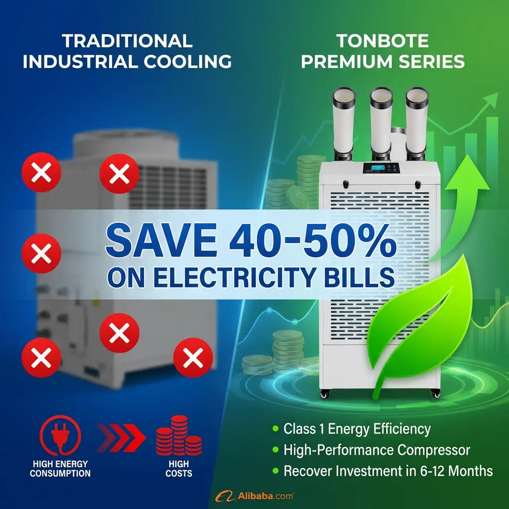 Kustom Profesional Low Noise 65dB Silent Operation LCD Display Mobile Air Conditioner AC Industri Portabel ing Laboratorium