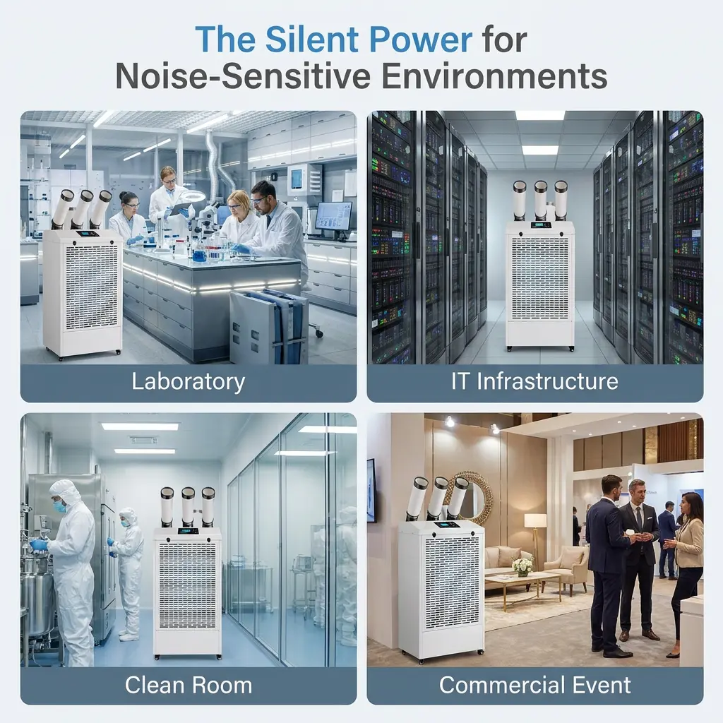 Kustom Profesional Low Noise 65dB Silent Operation LCD Display Mobile Air Conditioner AC Industri Portabel ing Laboratorium