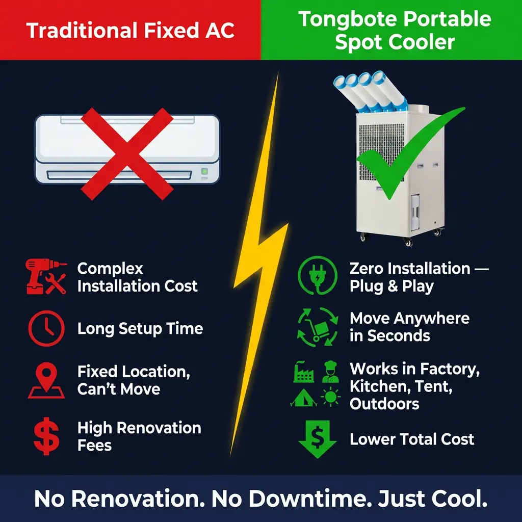 OEM Logo Kustom Industrial Portable Air Conditioner 110V 220V 380V Multi-Voltage Low MOQ Pabrik Pasokan Langsung