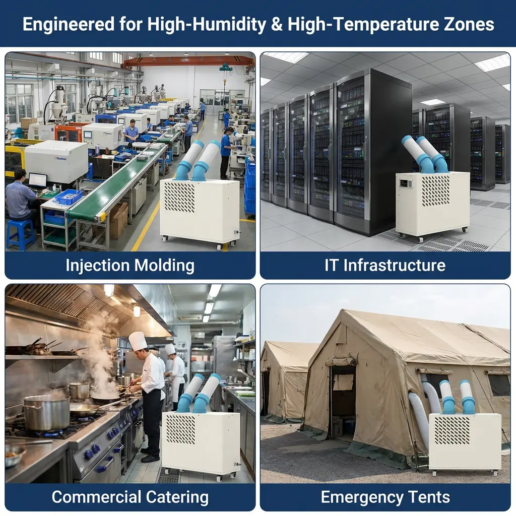 Kustom Low Profile Putih Dual Cooling Duct Plug Play Movable Spot Cooler Portable Industrial AC Kanthi Pawon Komersial