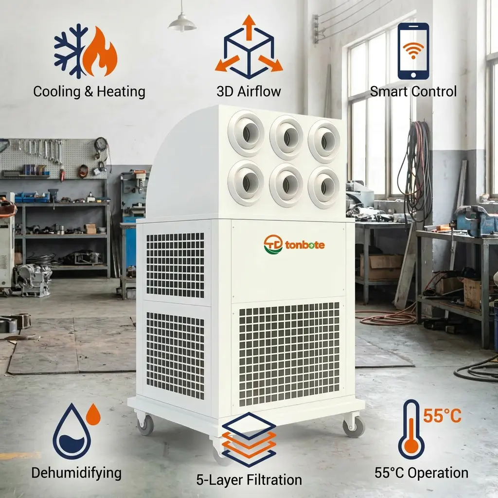 Grosir Kustom 380V Portable All in One Mobile Industrial Air Conditioner kanggo Gudang Bengkel Situs Konstruksi