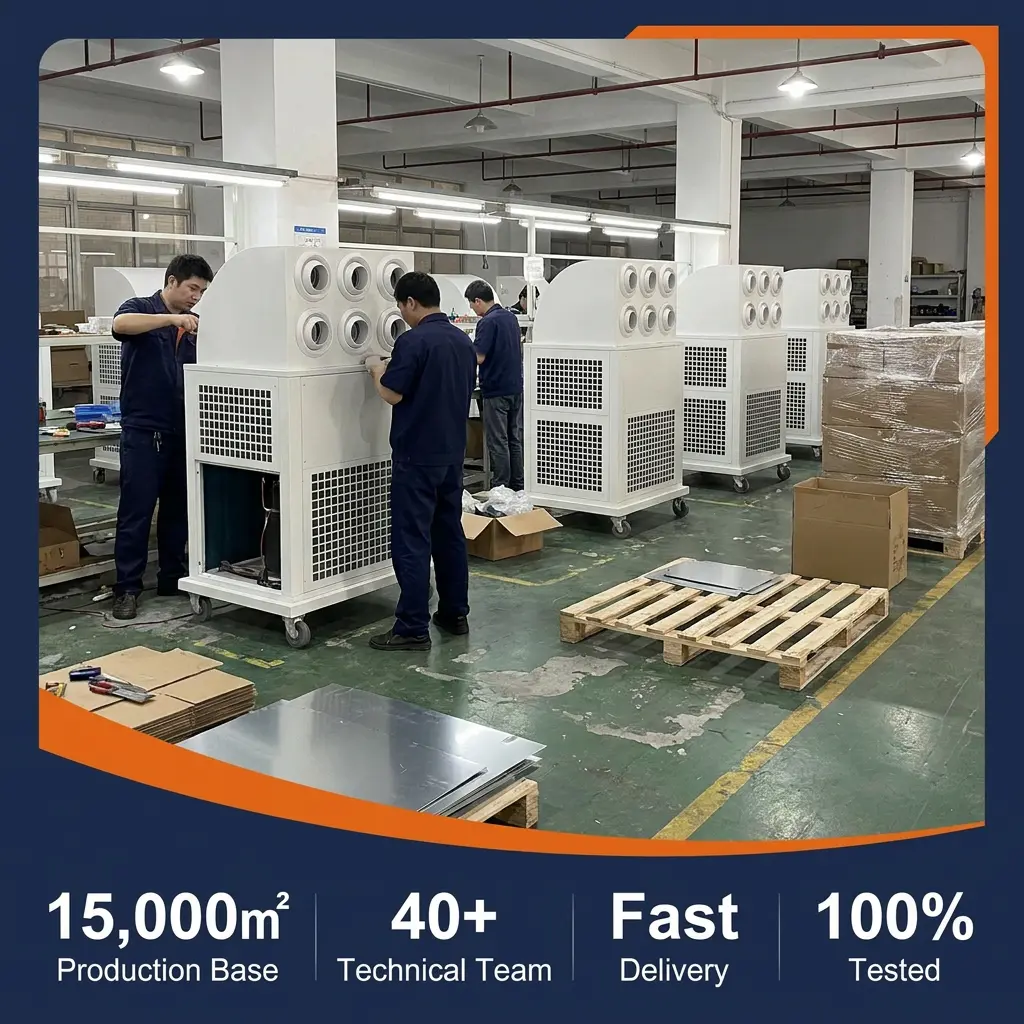 Grosir Kustom 380V Portable All in One Mobile Industrial Air Conditioner kanggo Gudang Bengkel Situs Konstruksi
