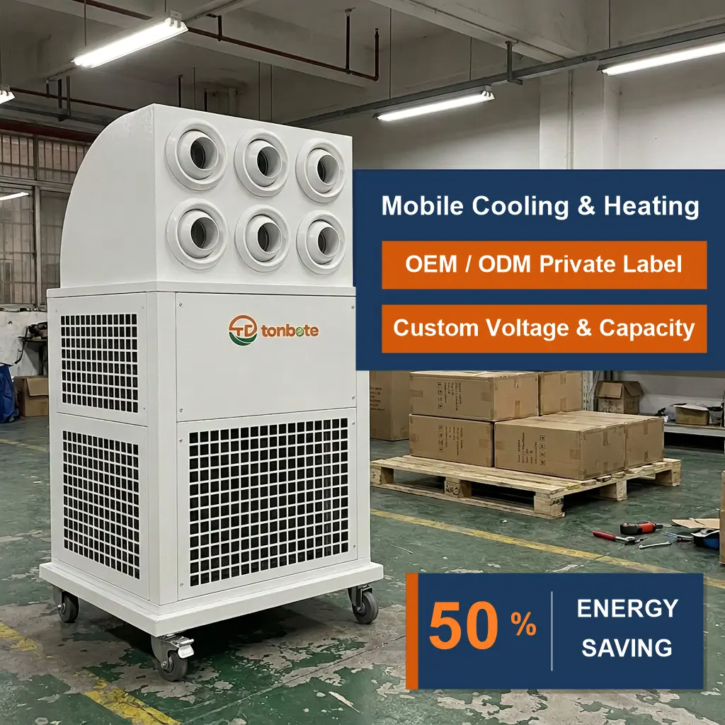 Grosir Kustom 380V Portable All in One Mobile Industrial Air Conditioner kanggo Gudang Bengkel Situs Konstruksi