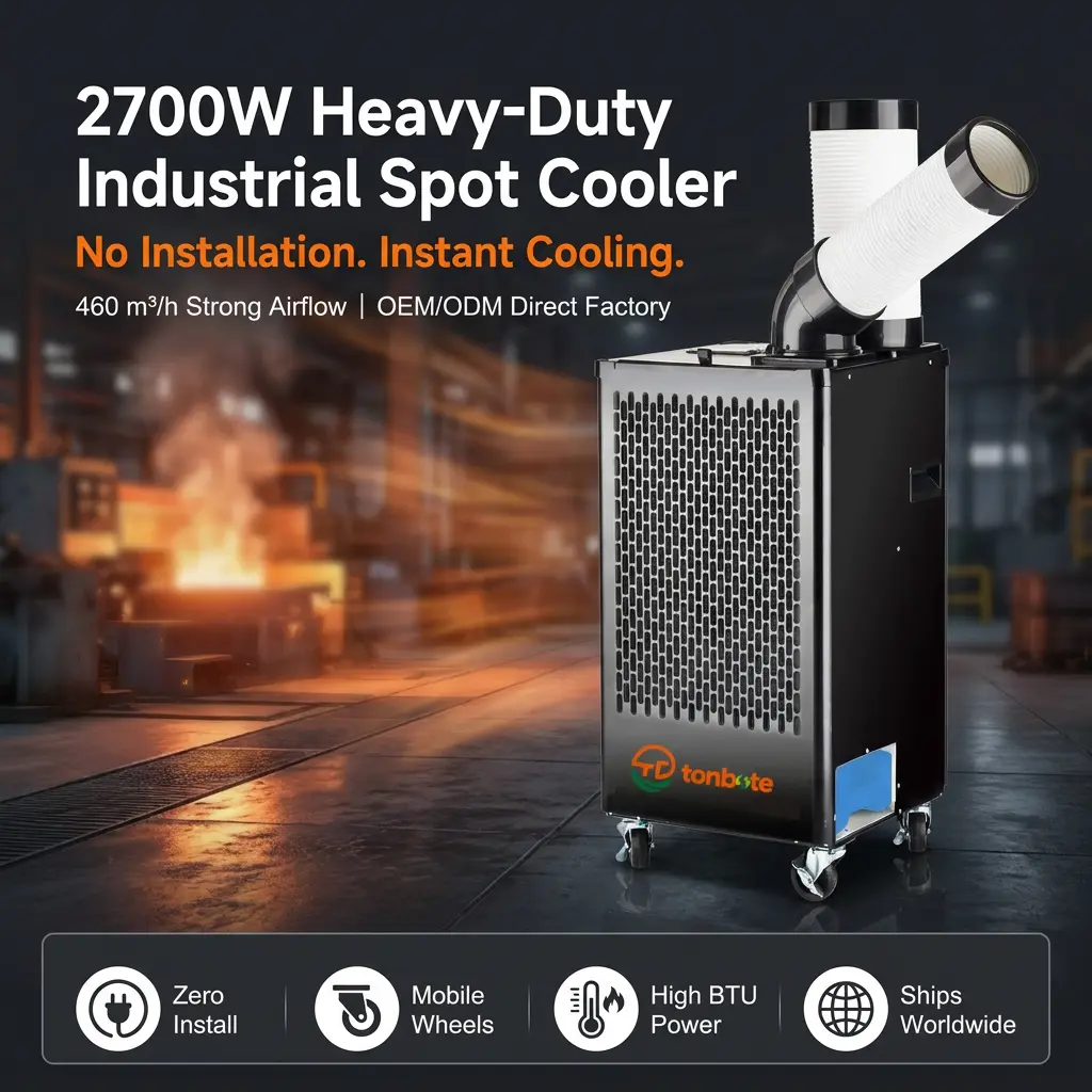 ODM 460m3h Aliran Udara Steel Casing Adjustable Vent Spot AC Lantai Ngadeg AC ing Logistik Gudang Panyimpenan