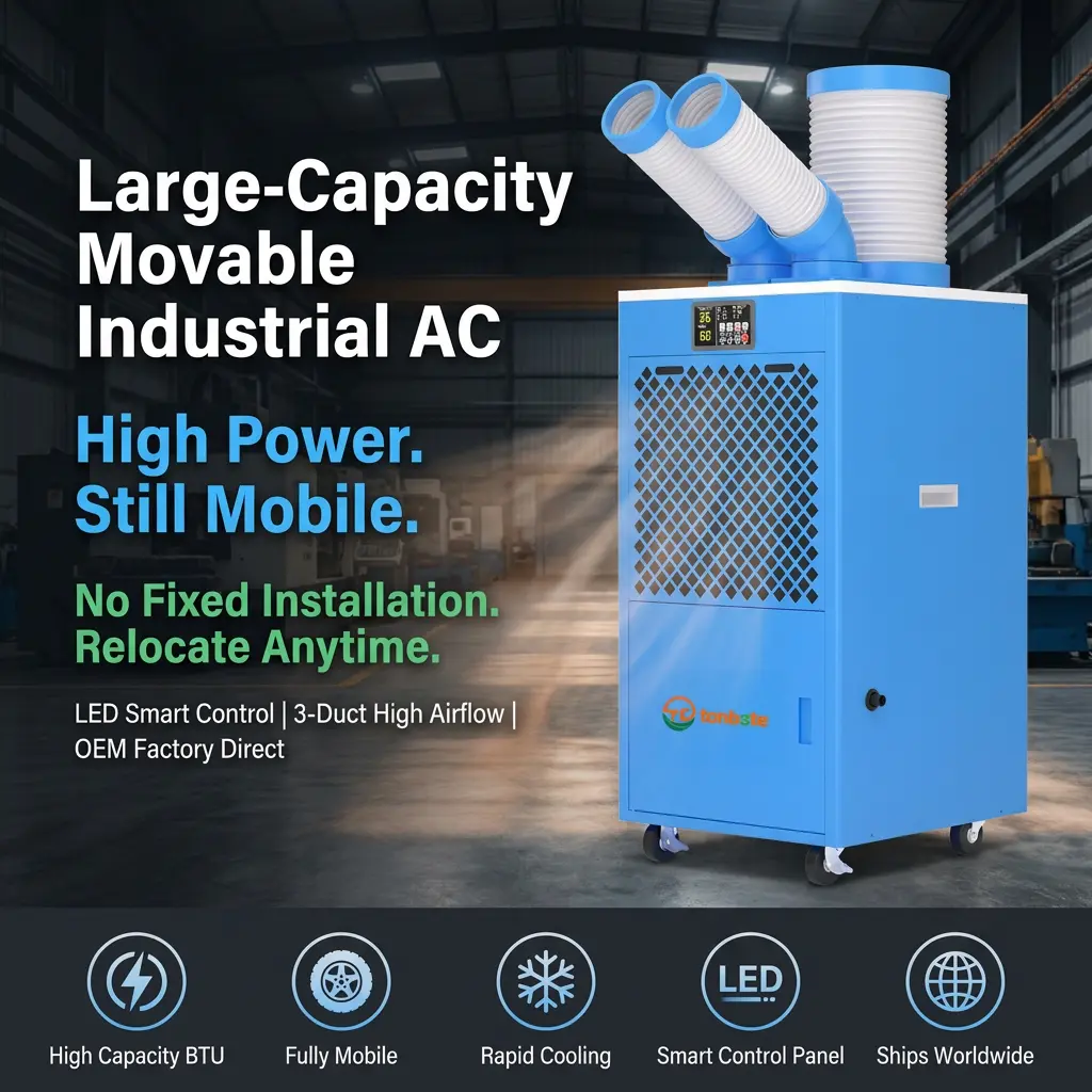 OEM / ODM Portable Industrial Unit AC Caster Wheel Warehouse Server Kamar Darurat Mesin Pendingin Sementara