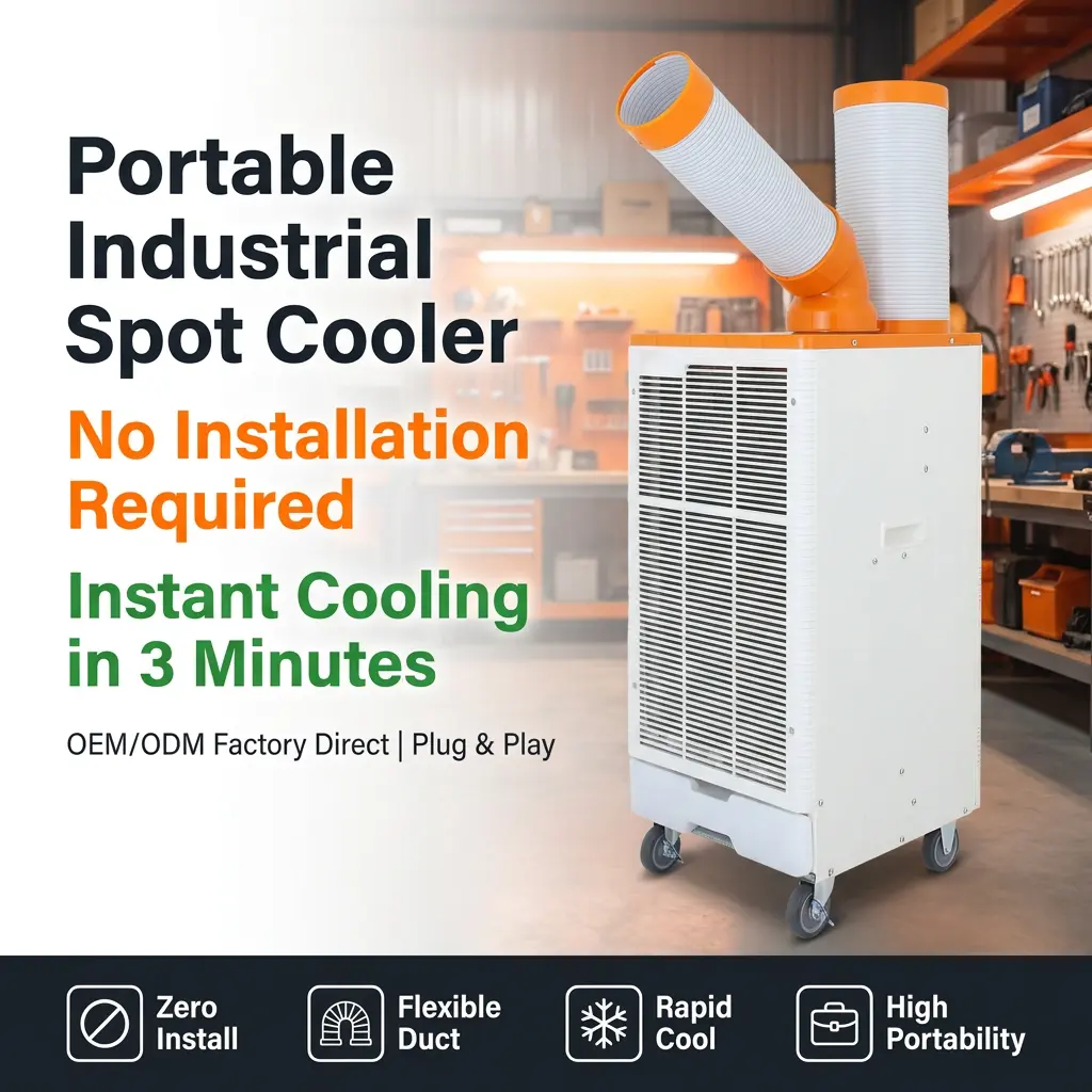OEM Oranye Putih Gaya Jepang 3 Min Rapid Cooling Spot Cooler Industrial Air Conditioner kanggo Workshop Metalworking